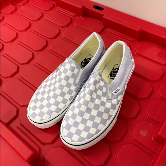 NEW Vans Lavender Checkered Slip-On Shoes - Picture 1 of 3